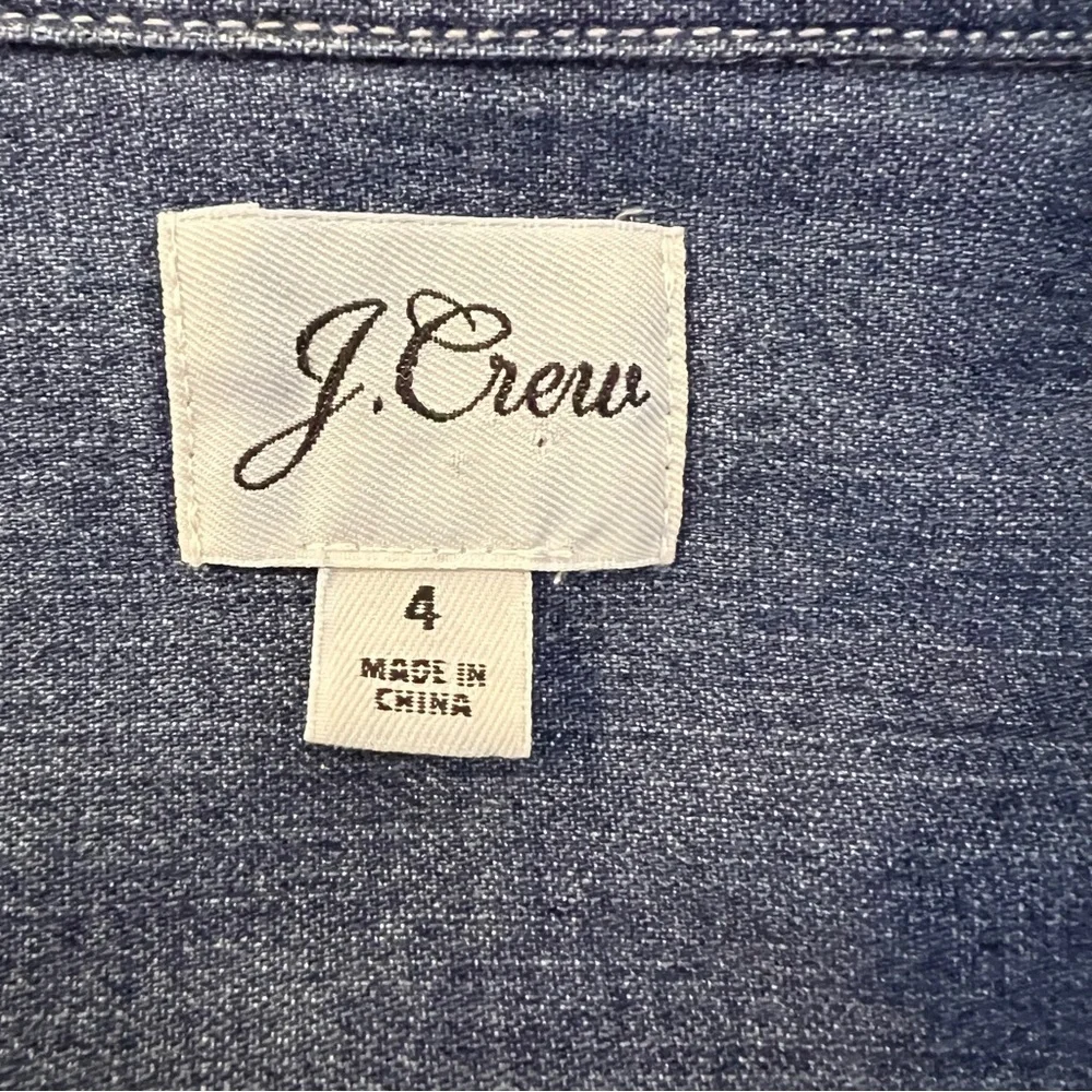 J.Crew Denim Shirt Dress Belted Western Snap Front Cotton Size 4 Style #M0535